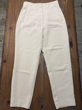 Zara Cream High-Waist Tapered Pants